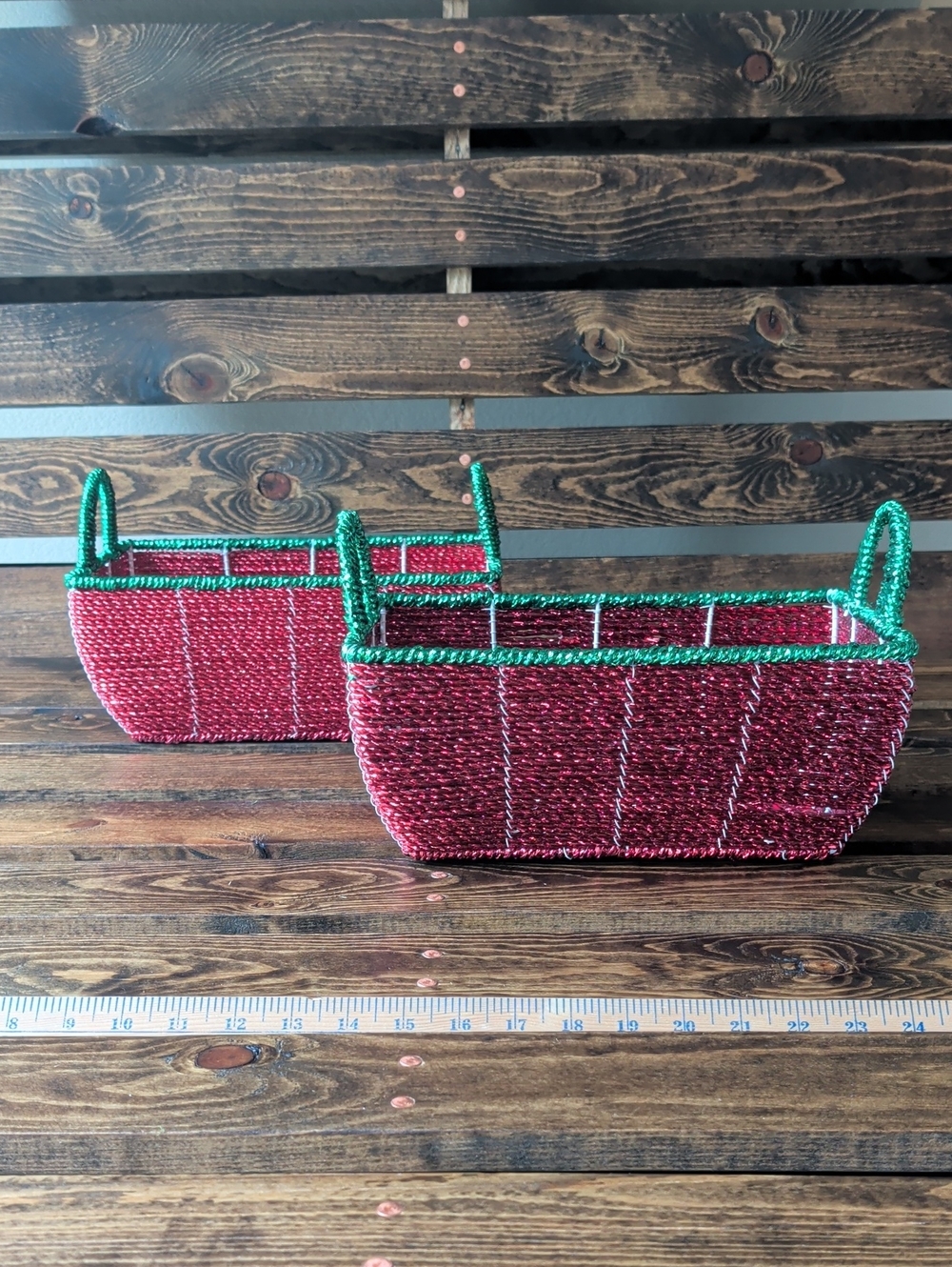 Red & Green Holiday Baskets - Set of 2